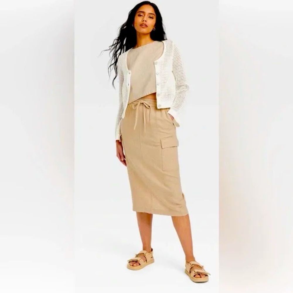 *NWT* A New Day Linen Midi Skirt